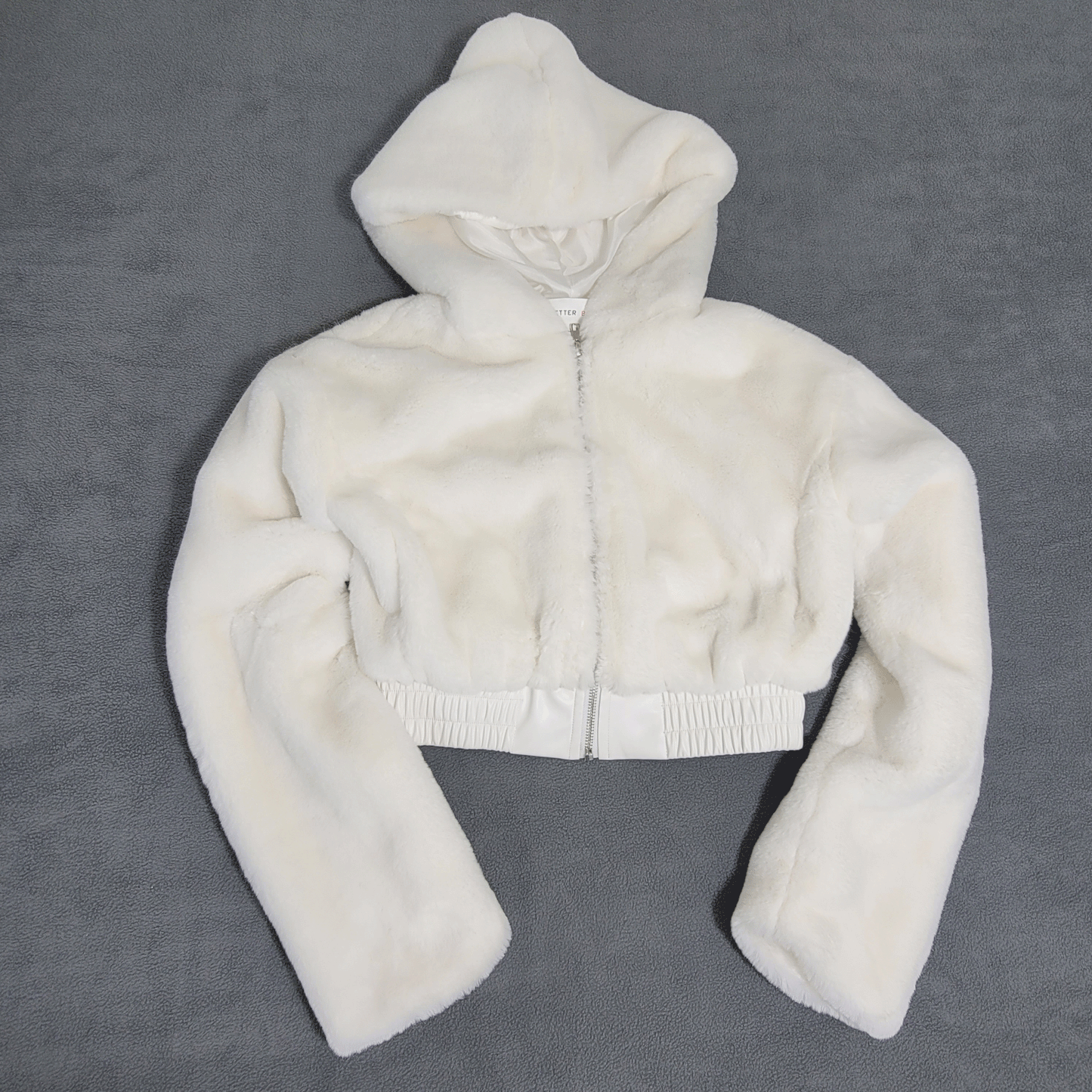 Soft fuzzy fur jacket with hood
